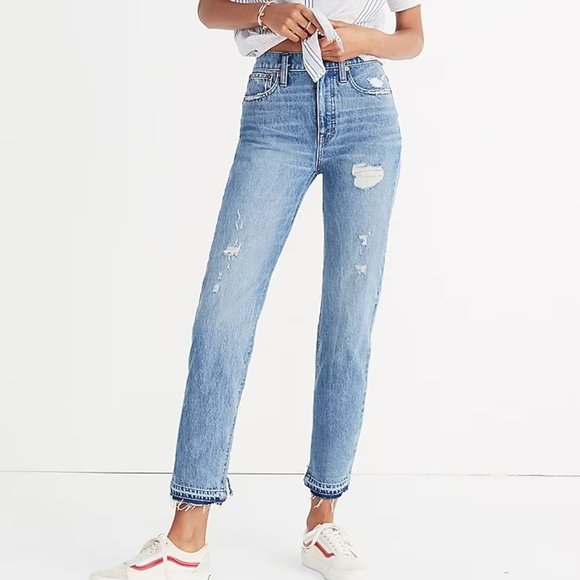 Madewell Denim - Madewell Classic High-Rise Distressed Straight Jean